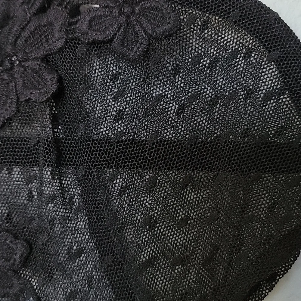 Free people Cutwork Gauze Witchy Girly Black Flowy Small Blouse Top
